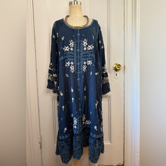 Johnny Was Dresses & Skirts - Johnny Was Abella scoop neck blue indigo Embroidered floral lace dress